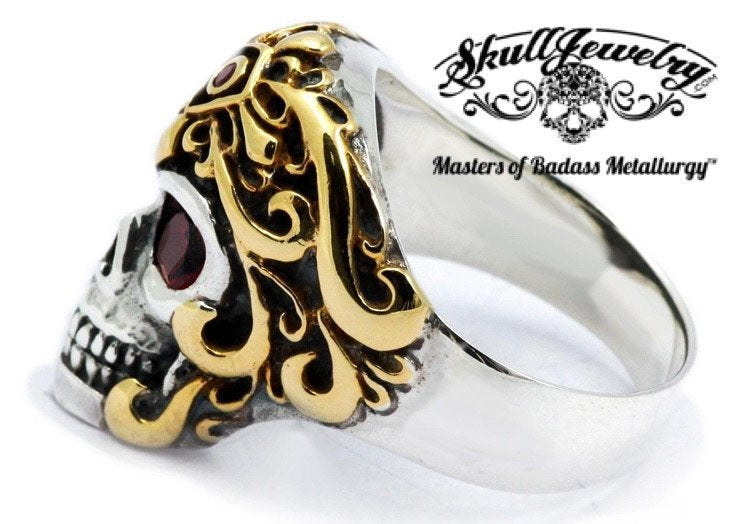 Montezumas Revenge Golden Warrior Skull Ring