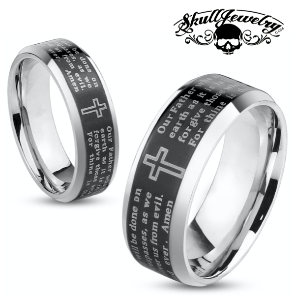 Lord's Prayer Beveled Edge Band (Rose Gold, Black or Blue)