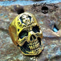 Gold-Tone 'Don't You Forget About Me' Stainless Steel Skull Ring with Inner Face (#336)