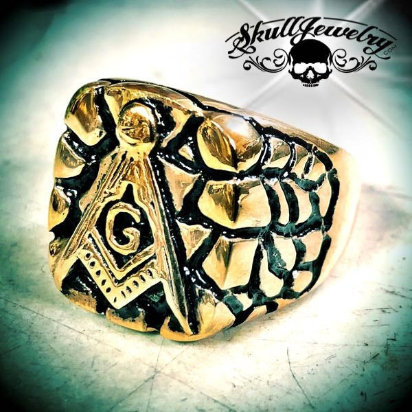 33rd Degree Masonic Ring w/Gold Nugget Features