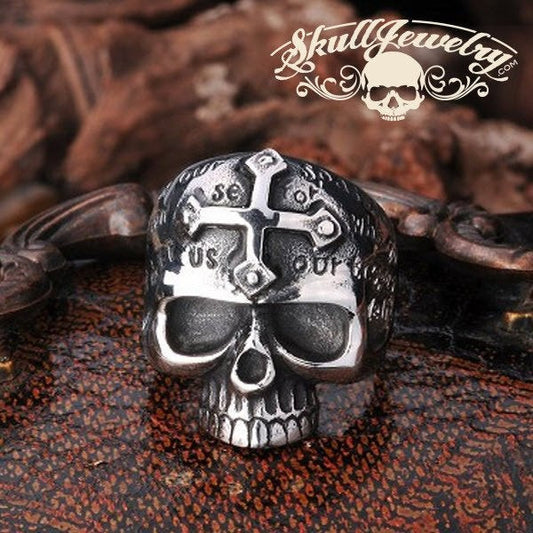 lords prayer skull ring