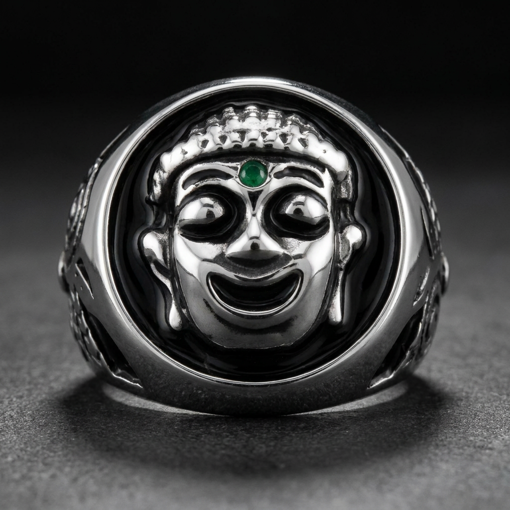 Laughing Buddha Stainless Steel Ring, 316L stainless steel mens skull ring for bikers