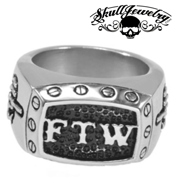 Fuck The World Skull Ring