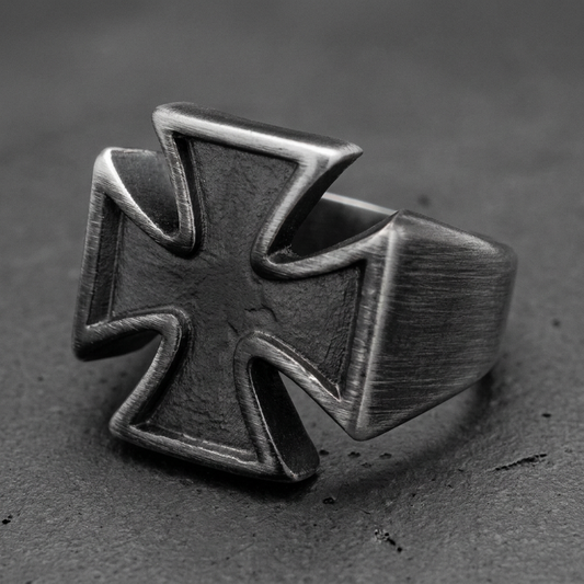 Badass Gun Metal Iron Cross Ring (#390gunmetal)