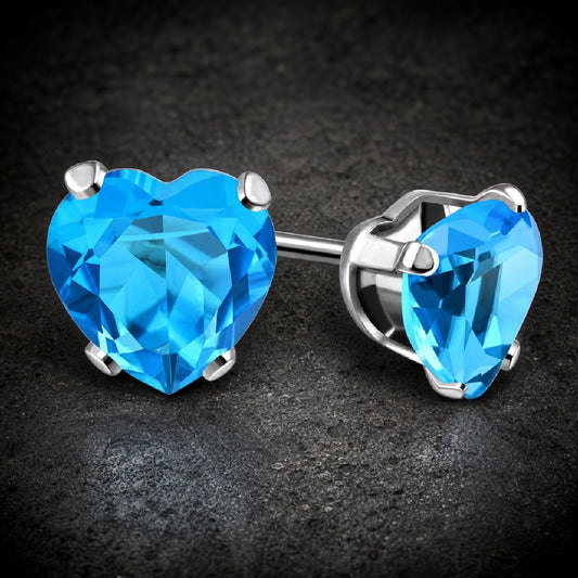 3mm Swarovski Crystal Heart Stud Earrings (#c026)