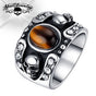 Brown 'Hollywood Nights' Stainless Steel Skull Ring (#400BROWN)