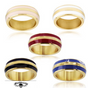 Enamel Double Striped Gold Plated Band Ring - Blue, Red, White or Pink (409)
