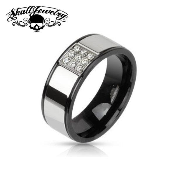 "Love Potion No. 9" Paved Set Cubic Zirconia Black Stainless Steel Ring