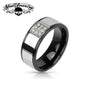 Paved Set Cubic Zirconia Black Stainless Steel Ring (#414)