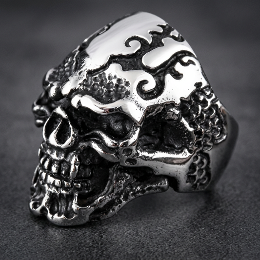 A Young Satchmo With Sharp Fangs and a Phallic Ax Skull Ring (#4146)