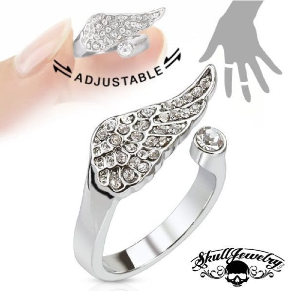 'Angel Wing' w/ Multi-Paved Gems - Adjustable Mid-Ring/Toe Ring