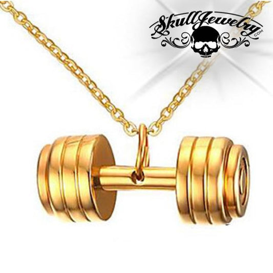 gold weight lifting pendant