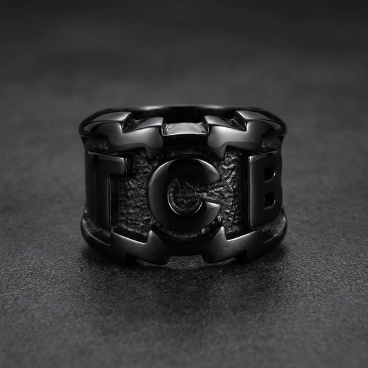 Black 'TCB' Elvis Presley Ring (#424Black)