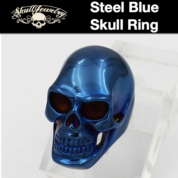 Big, Bold & Heavy STEEL BLUE Skull Ring