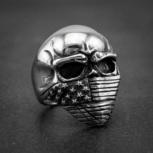 American Flag Skull Ring (#445)