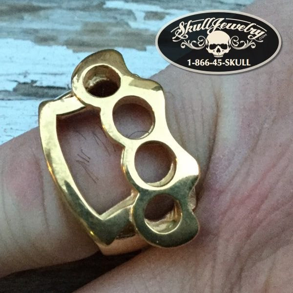 Gold-Tone "Street Fighting Man" Stainless Steel Knuckles Ring