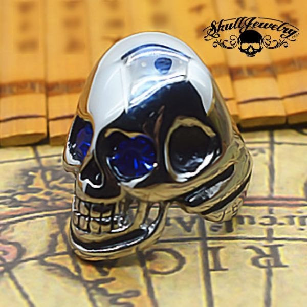 Skull Ring " Roadhouse Blues " con ojos azules