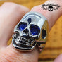 Roadhouse Blues Skull Ring with BLUE Eyes (#457)