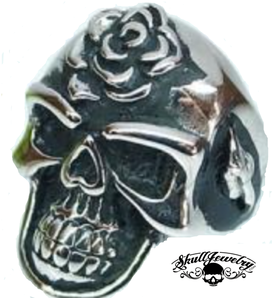 love hurts skull ring - rose skull ring