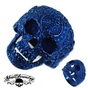 Vintage BLUE Flower Skull Ring (#476)