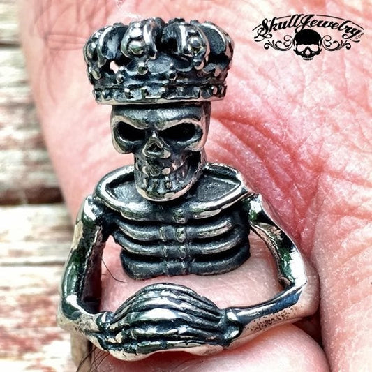 'King of Pain' Stainless Steel Skeleton/Skull Ring Praying