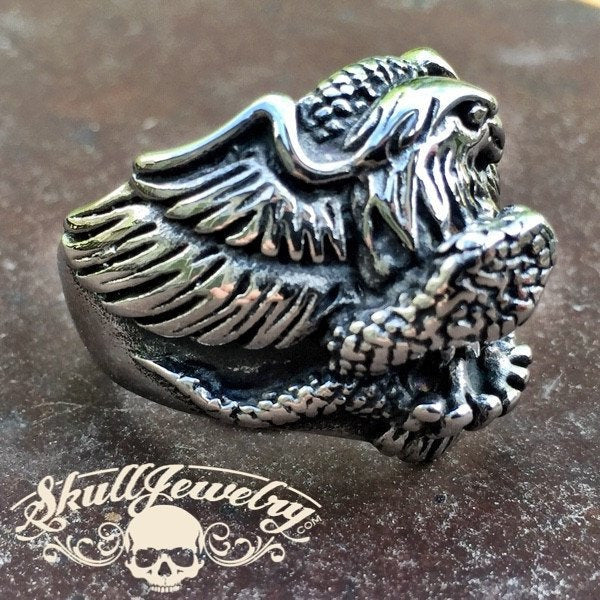 "Life In The Fast Lane" Eagle and Snake Ring