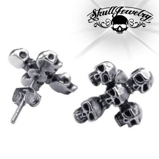 4 Skulls & Cross Earring (e025)