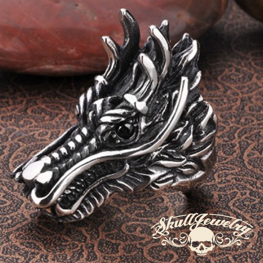 Vintage Gothic Dragon with Black Eyes