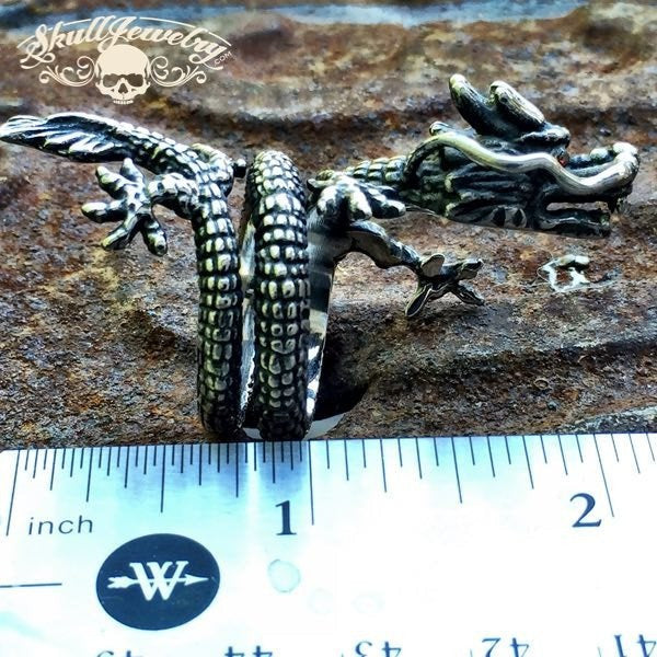 2-1/4" inch stainless steel dragon ring