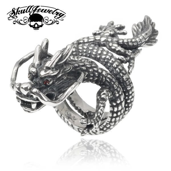 steel badass dragon ring