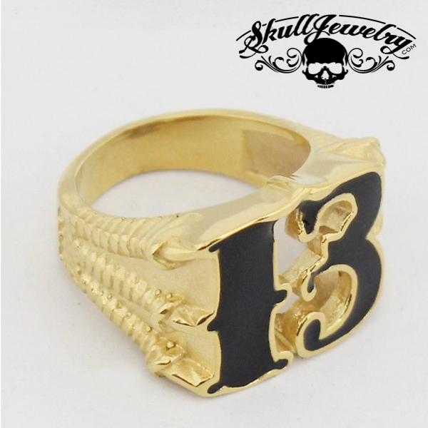 Lucky 13 Dragon Claw Stainless Steel & Gold Biker Ring