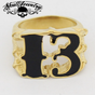 Lucky 13 Dragon Claw Stainless Steel & Gold Biker Ring (#523)