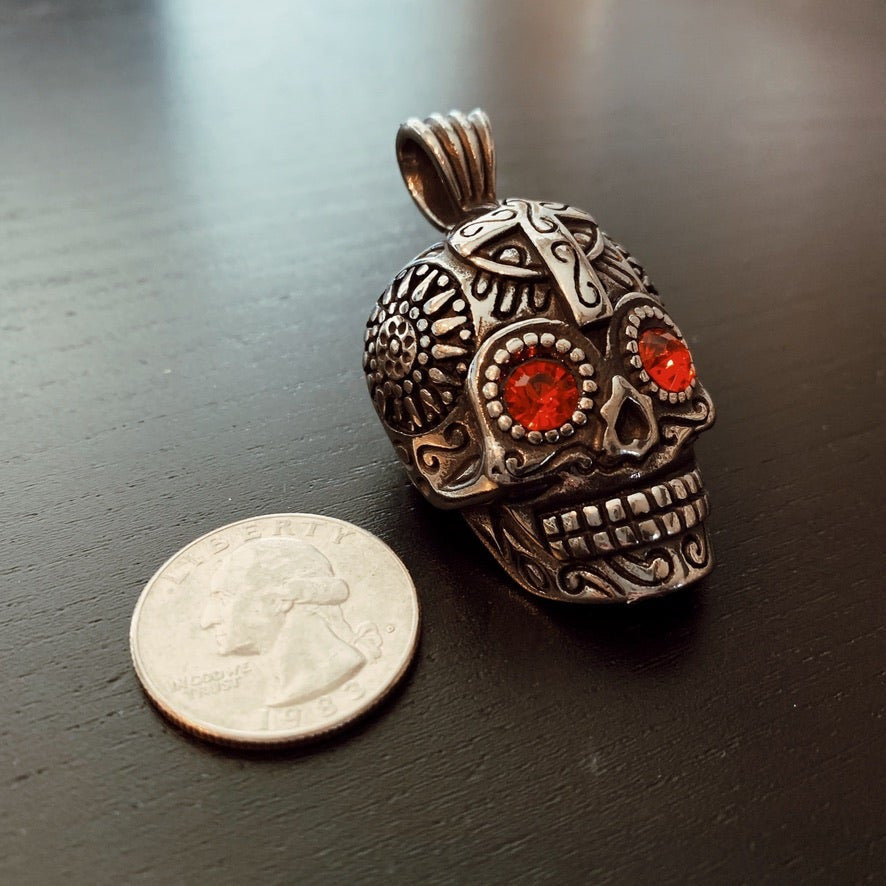 $20 Tuesday 'Les Yeux Rouges' All Stainless Skull Pendant (p273)