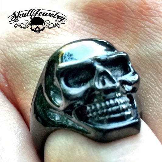 Small 'Back in Black' Stainless Steel Skull Ring