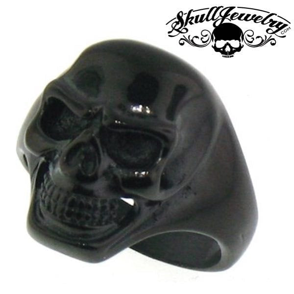 Small 'Back in Black' Stainless Steel Skull Ring