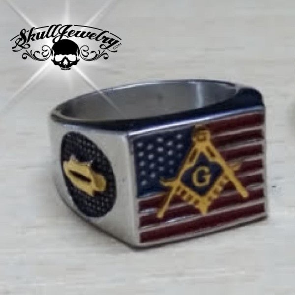 Free Mason Ring, Stainless or Gold-Tone