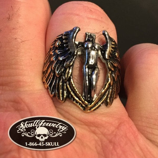 'Gold Dust Woman' Gold and Stainless Lady & Wings Ring