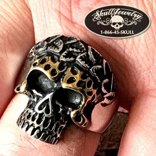 gold eyebrows skull ring