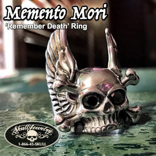Memento Mori Winged Skull Ring