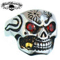 Lunatic Fringe - Skull Ring With A Gold Cigar In Mouth & Red Cubic Zirconia Eyes (#632)