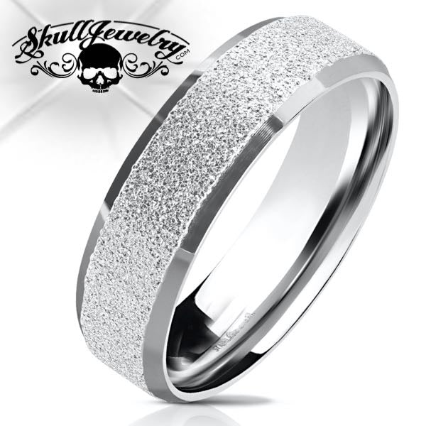 Sandblasted Stainless Steel Wedding Bands (3 colors)