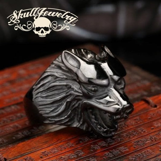 Born to be Wild' Black Wolf Stainless Steel Ring