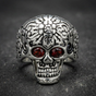 These Eyes Big, Bold & Heavy Skull Ring with Red Eyes (#670)