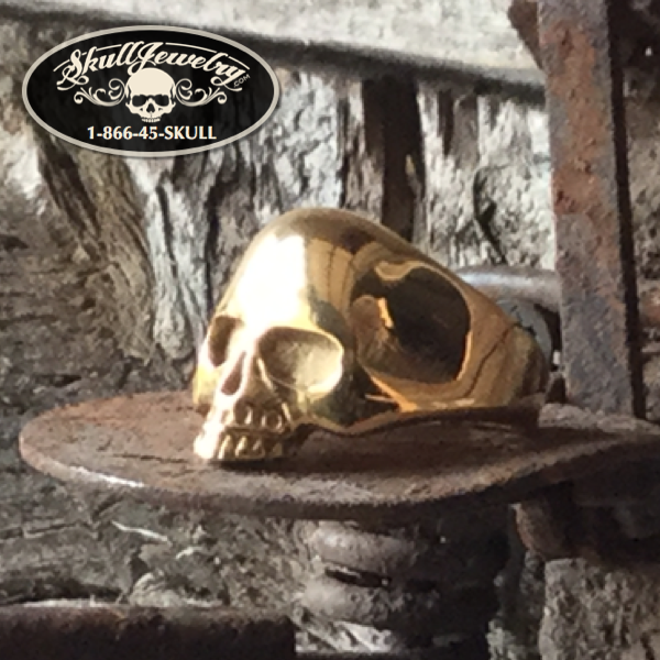 gold oldschool skull ring