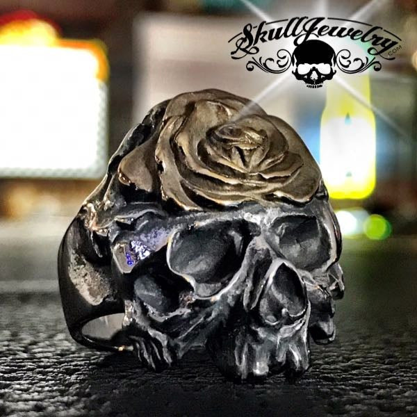 rose gold skull ring