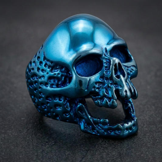 Blue 'The Plague' Skull Ring (#736Blue)