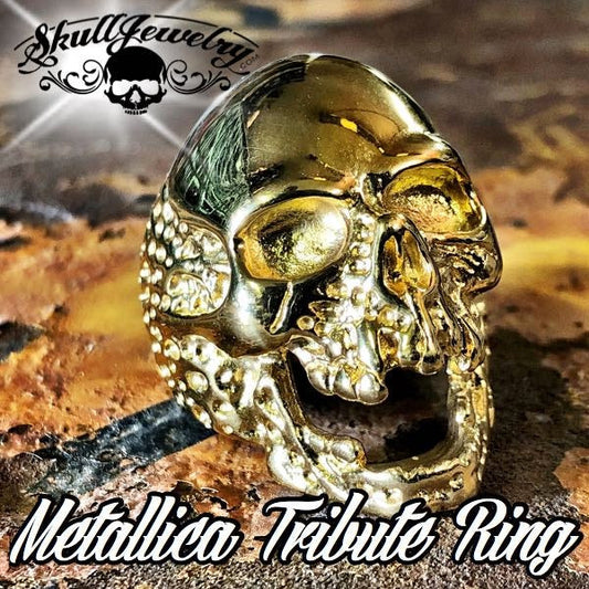 736gold 'The Plague' Skull Ring Metallica 'Cliff Burton' Tribute Ring