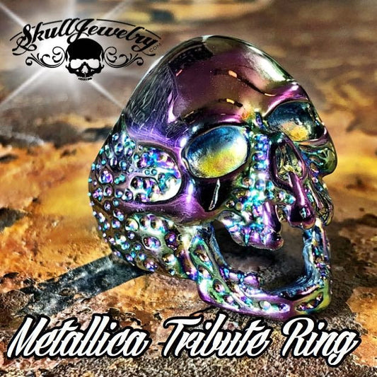 736psychedelic 'The Plague' Skull Ring Metallica 'Cliff Burton' Tribute Ring