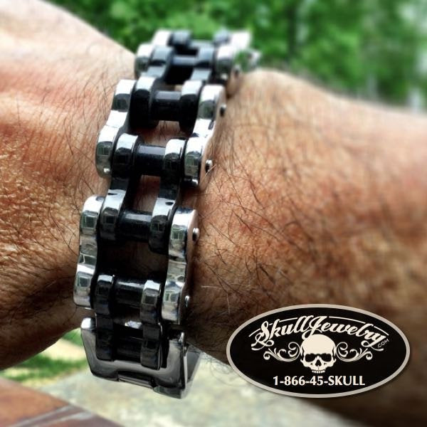 Bracelet chaîne de moto noire