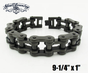 9-1/4" x 1" BLACK Stainless Steel Motorcycle Bracelet (#805XXL)
